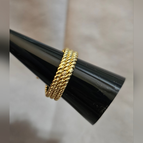 Charter Club with rope-look detail w/ trio of colored cz stones. Gold Plated 8 - Picture 5 of 5